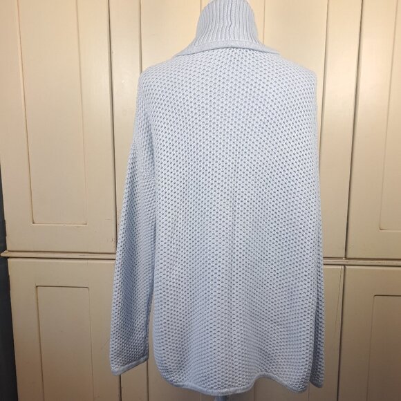 HAVEN Well Within Shawl Collar Ice Blue Open Front Cotton Cardigan Sz L - Picture 2 of 10